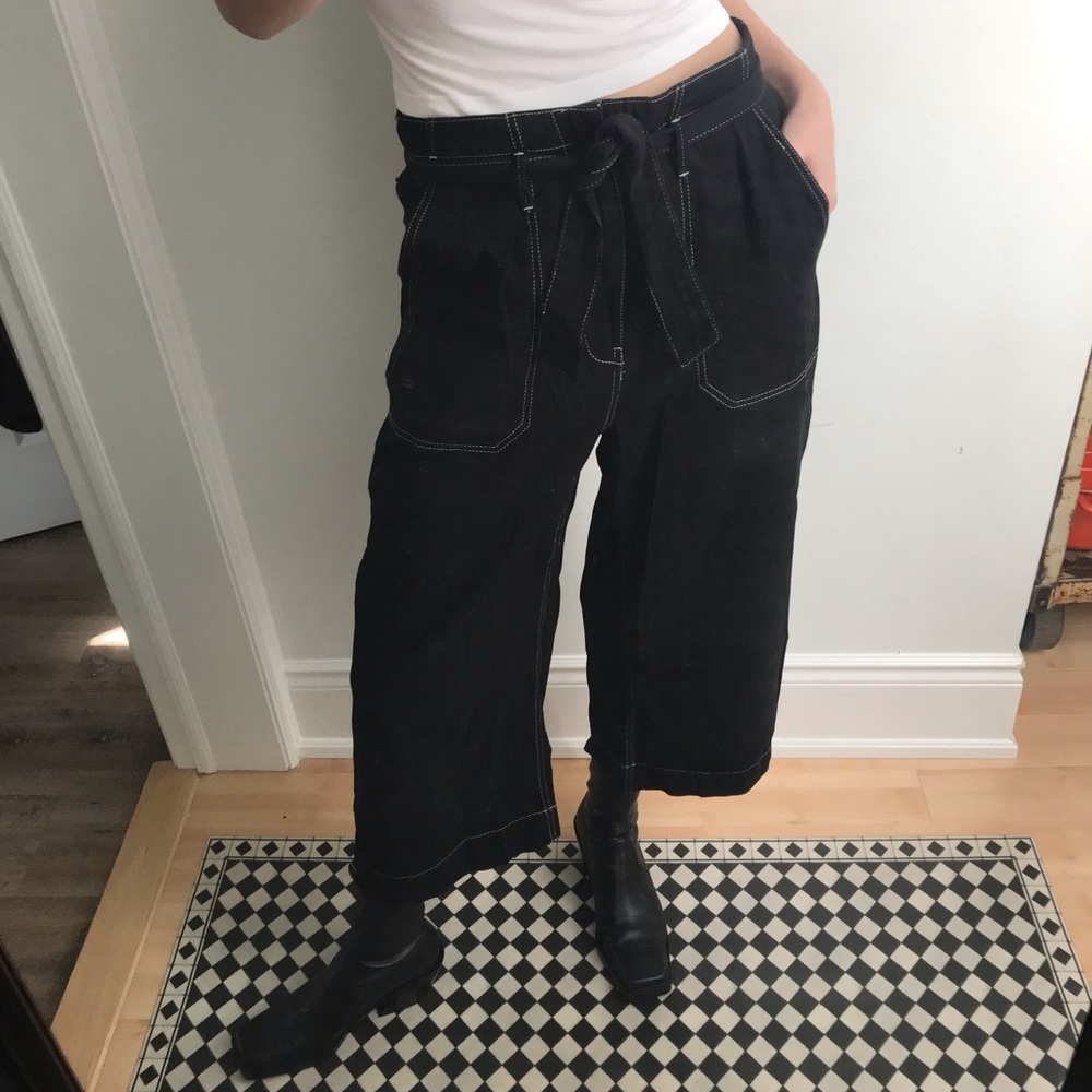 TOPSHOP Cropped contrast thread pants